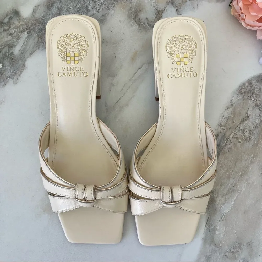 VINCE CAMUTO Selaries Leather Slide Sandal in Warm Vanilla 9.5 NEW - Picture 6 of 16